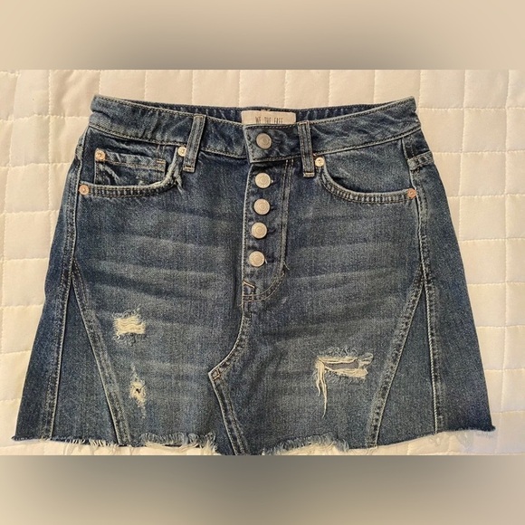 Free People We The Free Button Fly Distressed Skirt Raw Edge Women's Size 26 - Picture 1 of 5